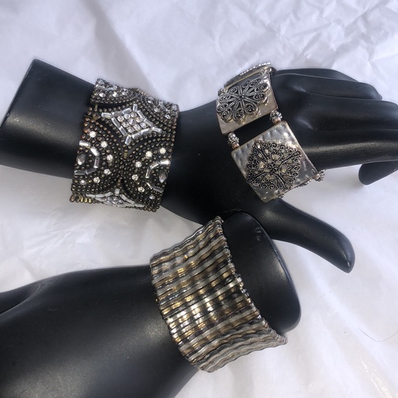 3/$15 Bracelet bangles cuff metal wide chunky 3 - Picture 2 of 8